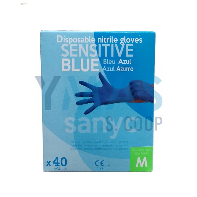 GUANTE NITRILO DESECHABLE S/POLVO AZUL 40UDS G