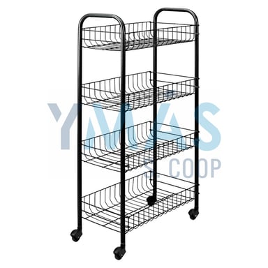 CARRITO CON RUEDAS 4 ESTANTES NEGRO 41X23X84CM