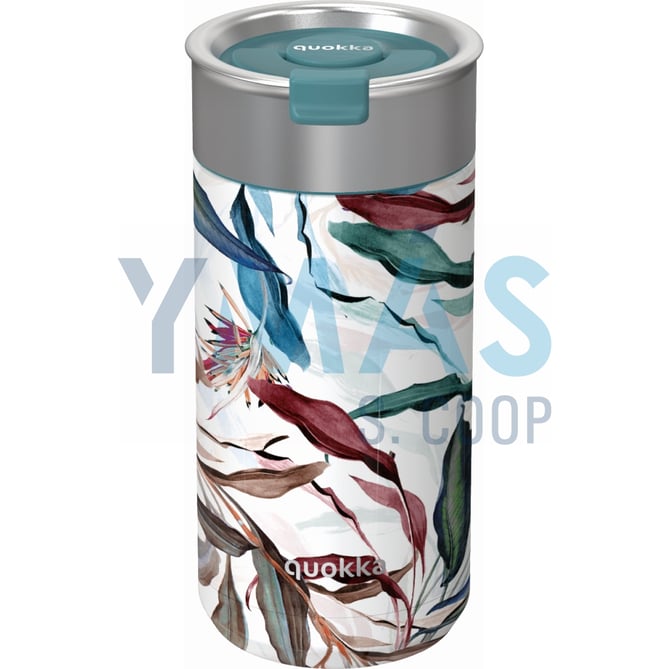 TERMO CAFE QUOKKA INOX HOJAS FLORES 400ML