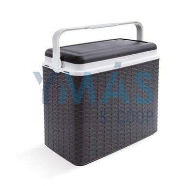 NEVERA RIGIDA EFECTO RATTAN ANTRACITA 24L