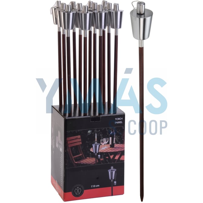 ANTORCHA JARDIN ACERO INOX 115CM DEPOSITO 9X13CM