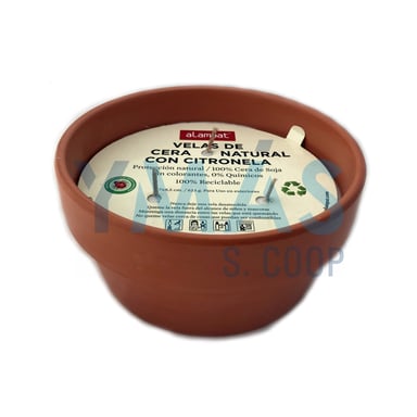 VELAS CERA NATURAL CITRONELA TERRACOTA 17X8.5CM