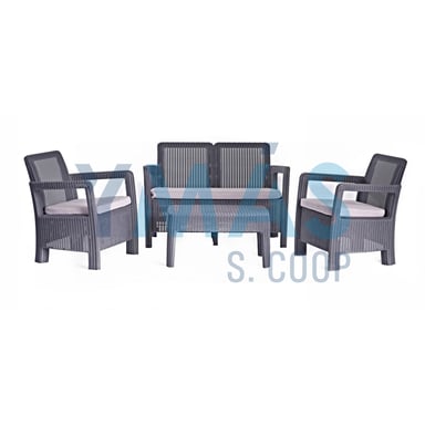SET TARIFA BALCONY ANTRACITA MESA + 2 SILLONES