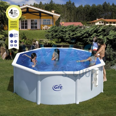 PISCINA ACERO BLANCA REDONDA 300X120CM