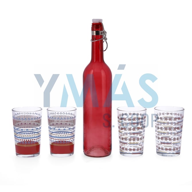 BOTELLA + 4VASOS SET COLOR ARIZONA QD