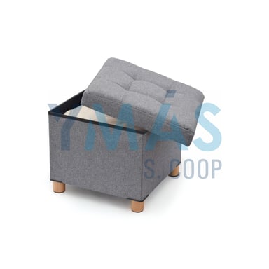 PUF ALMACENAJE PATAS DE MADERA 38X38X34CM
