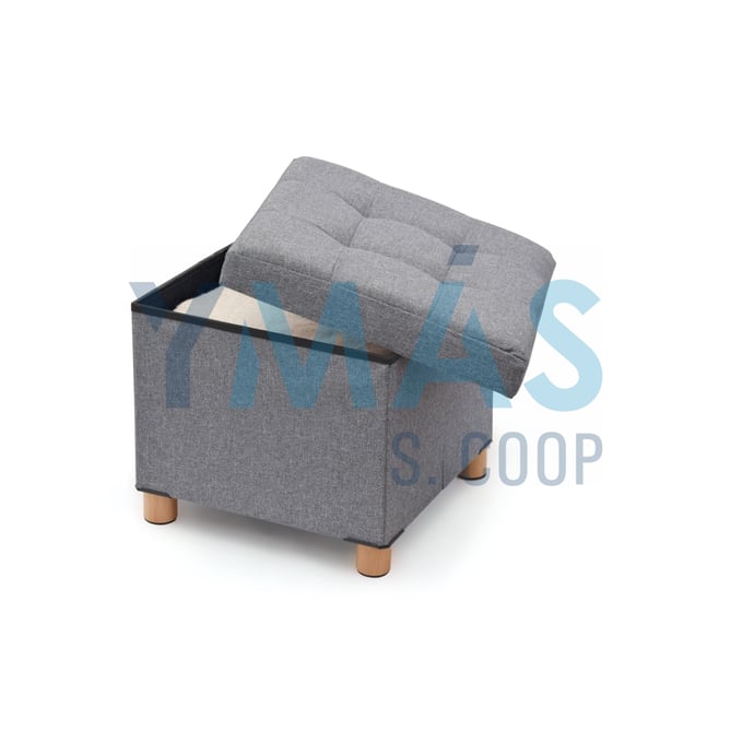PUF ALMACENAJE PATAS DE MADERA 38X38X34CM