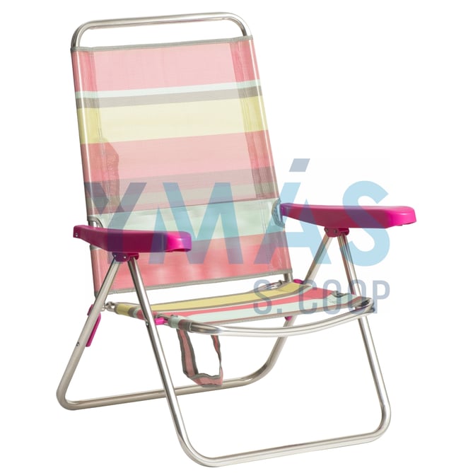 SILLA PLAYA RESPALDO ALTO FIBRELINE RAYAS MULTICOL