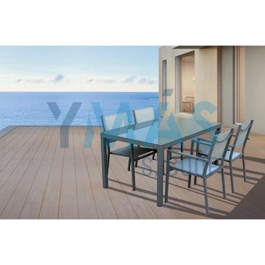 MESA ALUMINIO RECTANGULAR GRIS 150X90CM SILVER