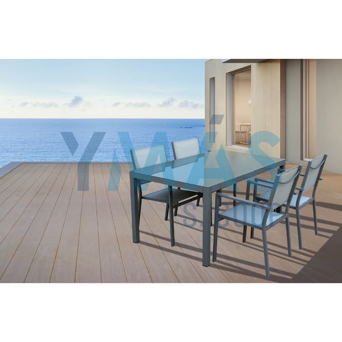 MESA ALUMINIO RECTANGULAR GRIS 150X90CM SILVER