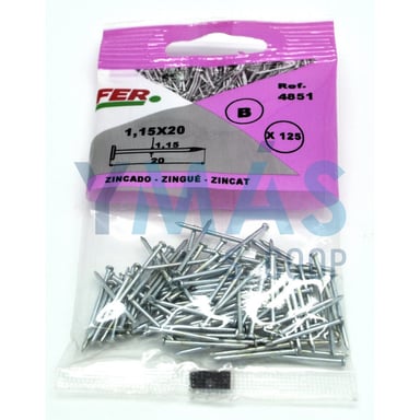 PUNTA ACERO ZINCADO CABEZA PLANA 1.5X20 BLISTER