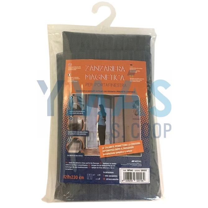 MOSQUITERA MAGNETICA PUERTA GRIS 120X230CM