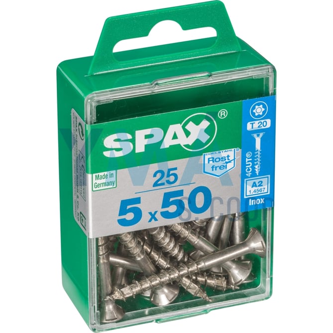 TIRAFONDO INOX A2 TORX 5X50 C25