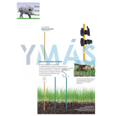 PIQUETA FIBRA AMARILLA 150CM + AISLADOR