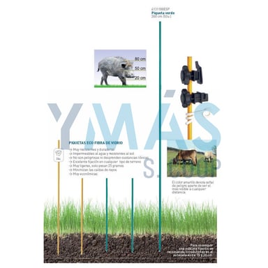 PIQUETA FIBRA VERDE 150CM + AISLADOR