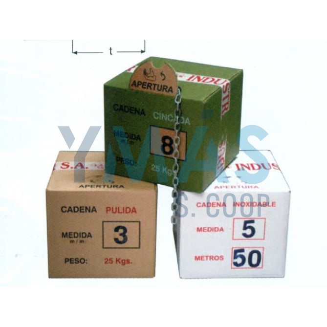 CADENA ZINCADA 3MM 25KG (165MTS) NORMATIV.EUROPEA