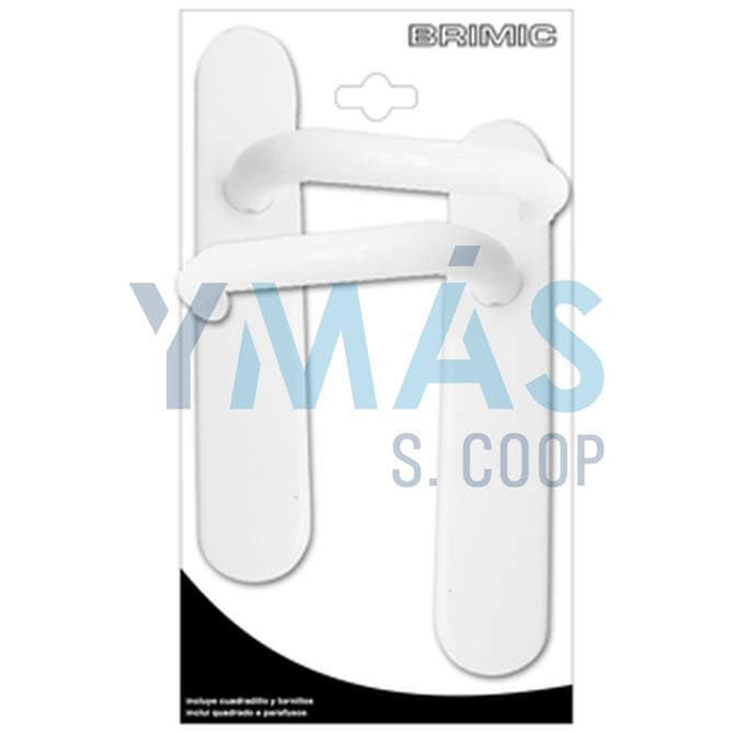 JUEGO MANILLA CON PLACA ACERO INOX FORMA U BLANCO
