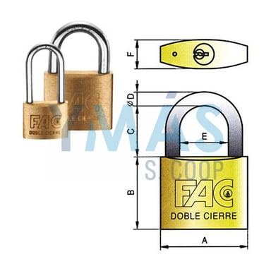 CANDADO LATON ARCO NORMAL 50MM STD