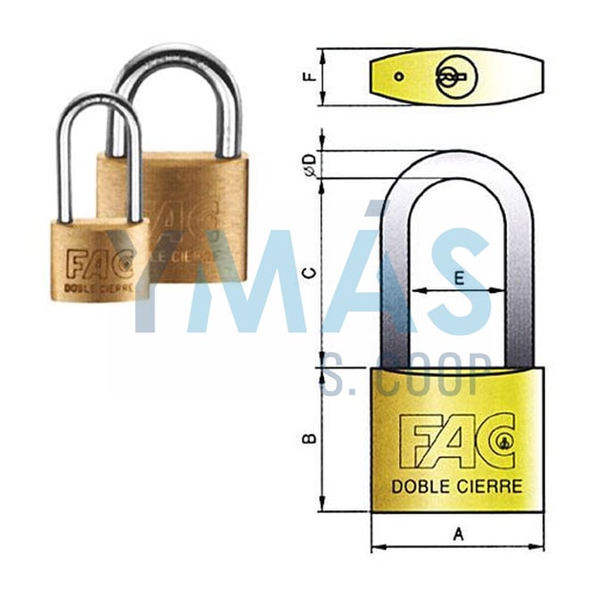 CANDADO LATON ARCO LARGO 25MM STD