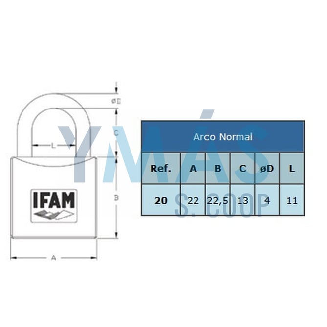 CANDADO NIQUEL IFAM 20