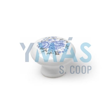 POMO PORCELANA REDONDO 35MM SEMI OVAL AZUL