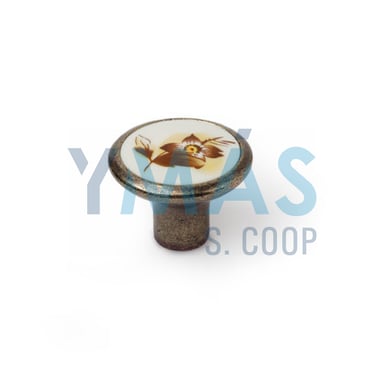 POMO PORCELANA REDONDO PLANO 35MM CUERO FLOR