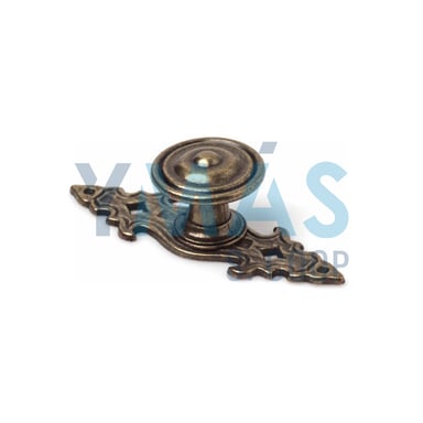 POMO PLANO CIRCULOS CON PLACA METALICO 30MM CUERO