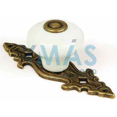 POMO PLACA 31MM CIRCULOS PORCELANA BLANCO CUERO