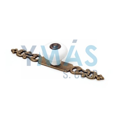 POMO PLACA 31MM CIRCULOS PORCELANA BLANCO CUERO V