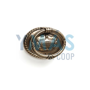 TIRADOR ANILLA MOVIL OVAL METALICO 64MM CUERO VIE