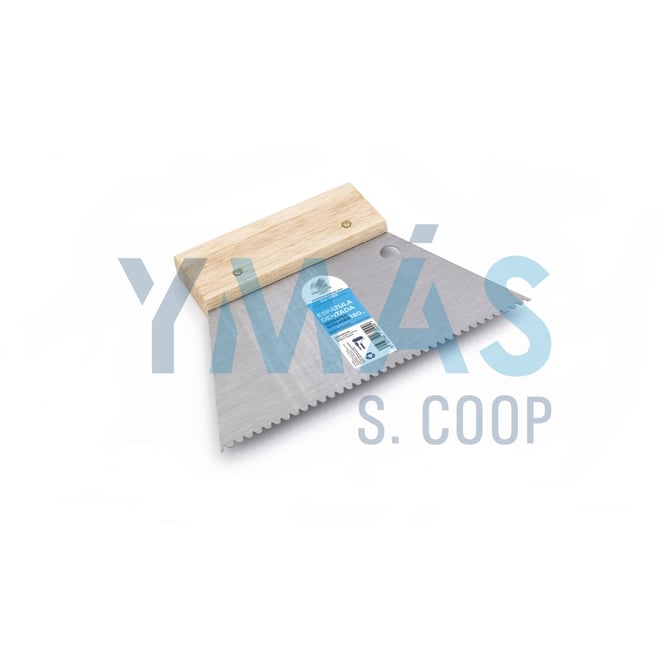 ESPATULA ENCOLAR DENTADA ACERO MANGO MADERA 120MM