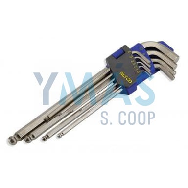 LLAVE HEXAGONAL ACODADA BOLA 9 UNIDADES