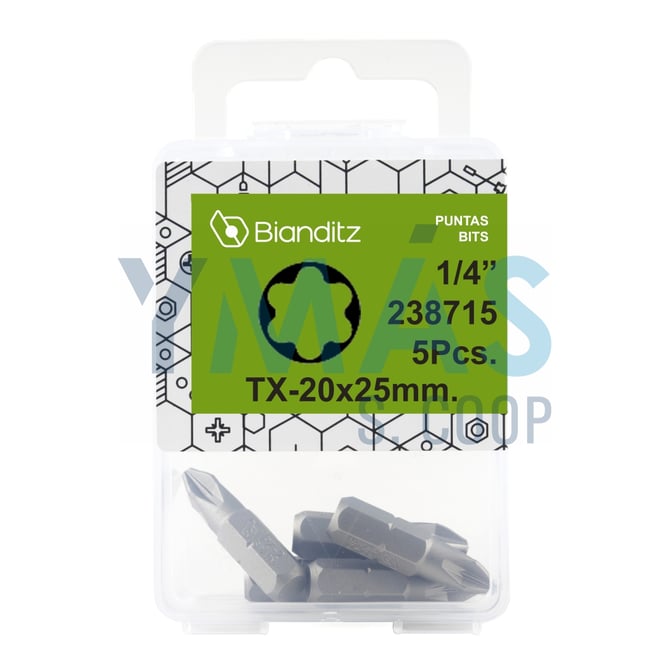 PUNTA ATORNILLAR TORX 25X25 1/4" 5UDS EXTRA