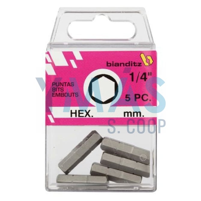 PUNTA ATORNILLAR HEXAGONAL 2,5X25 1/4" 5UDS EXTRA