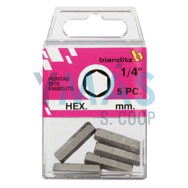 PUNTA ATORNILLAR HEXAGONAL 4X25 1/4  5UDS EXTRA