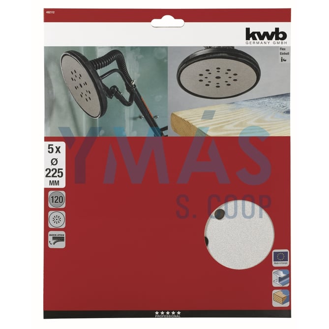 DISCO LIJA VELCRO LIJADORA PARED 225MM GR120 5UDS
