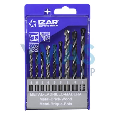 JUEGO 9 BROCAS PARED METAL MADERA 5-6-8MM