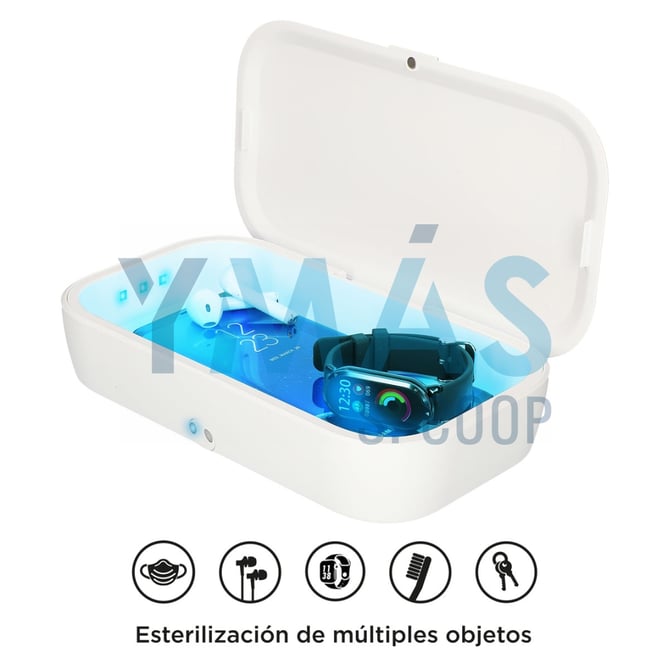 CAJA ESTERILIZADORA UV C CARGADOR INALAMBRICO 10W
