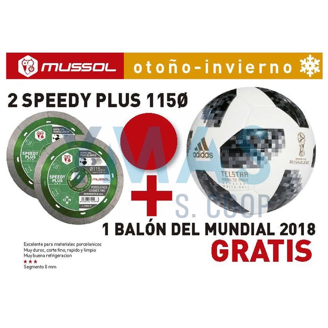 LOTE 2 DISCOS DIAMANTE SPEEDY PLUS 115MM +BALON
