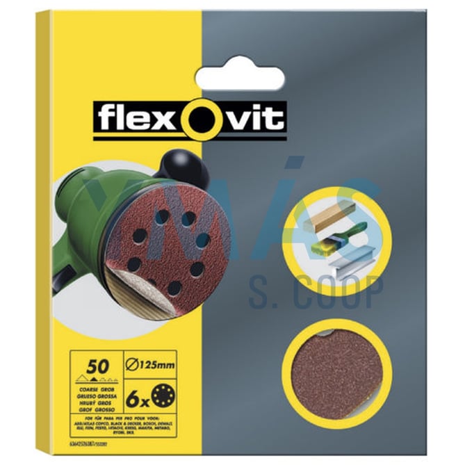 DISCO LIJA 125MM VELCRO 8 AGUJEROS GRANO 180 6UDS