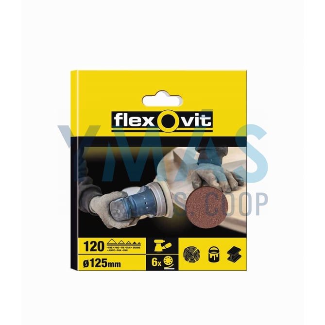 DISCO LIJA 125MM VELCRO 8 AGUJEROS GRANO 120 6UDS