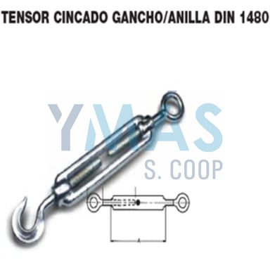 TENSOR GALVANIZADO GANCHO ANILLA 9/16 14MM