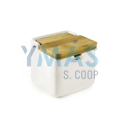 AZUCARERO 8.5CM CERAMICA TAPA BAMBU