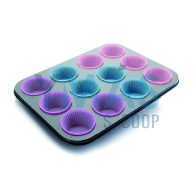 MOLDE SILICONA MUFFIN 12 CAVIDADES + 12 CAPSULAS