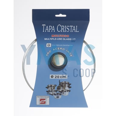 TAPA CRISTAL INOX CON VALVULA 20CM