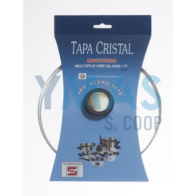 TAPA CRISTAL INOX CON VALVULA 30CM