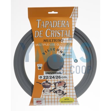 TAPA COCINA UNIVERSAL CRISTAL SILICONA 22 24 26CM
