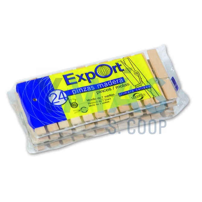 PINZA ROPA MADERA 70MM 24 UNIDADES