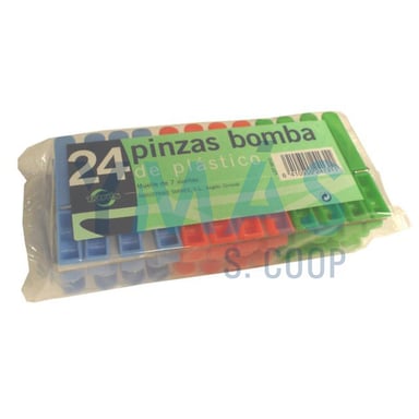 PINZA ROPA PLASTICO BOMBA PLUS 70MM 24 UNIDADES