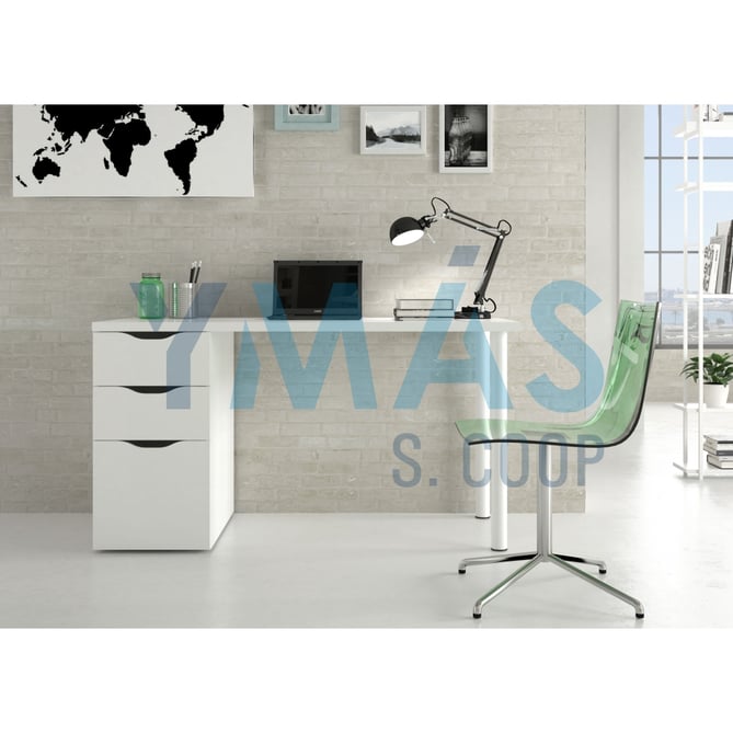MESA ORDENADOR 3 CAJONES BLANCO 138X60X74CM